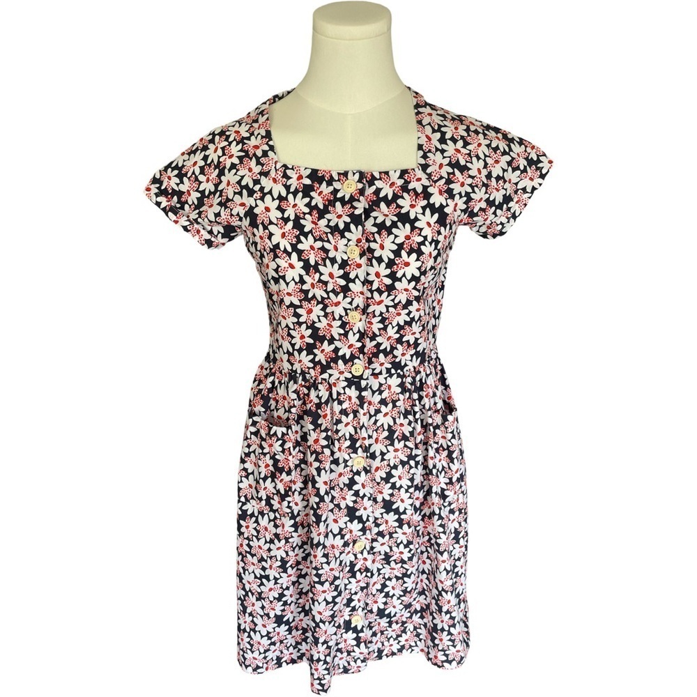Crewcuts J. Crew Girls Cotton Red White and Blue Daisy Print Dress Size 14